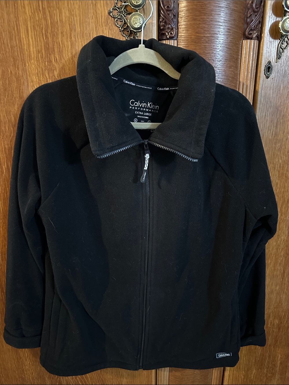 Calvin Klein Black Full-Zip Fleece Utility Jacket